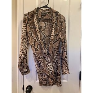 Snake print wrap front blouse